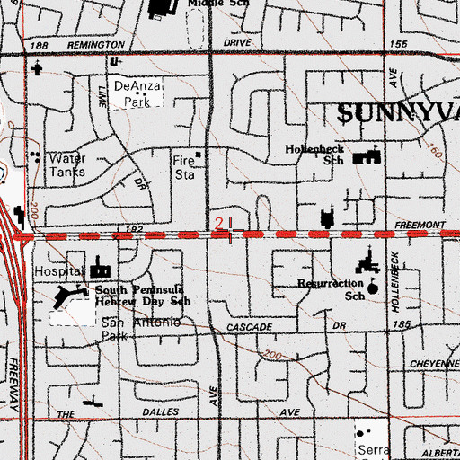Topographic Map of Kingdom Hall of Jehovahs Witnesses, CA