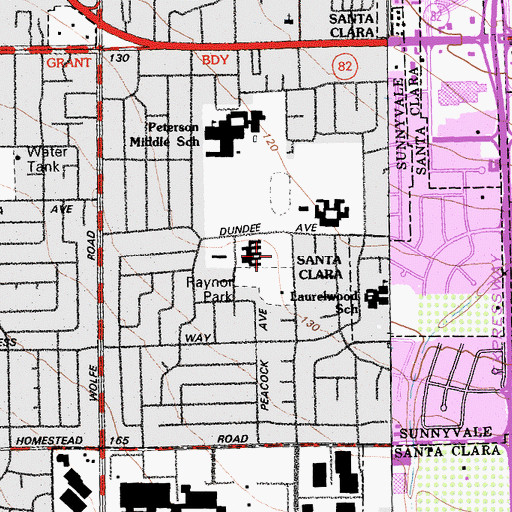 Topographic Map of Raynor Park, CA
