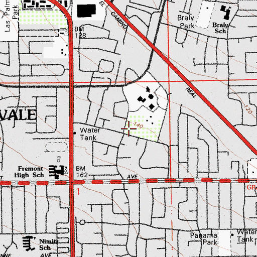 Topographic Map of Sunnyvale Arboretum, CA