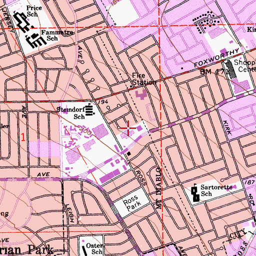Topographic Map of Cambrian Park Post Office, CA