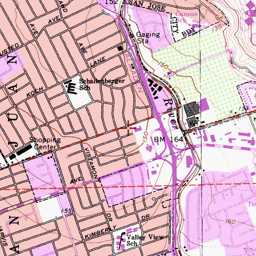 Topographic Map of Central Church of Christ, CA