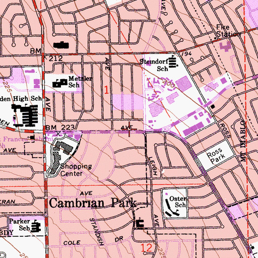 Topographic Map of Chinese Church in Christ, CA