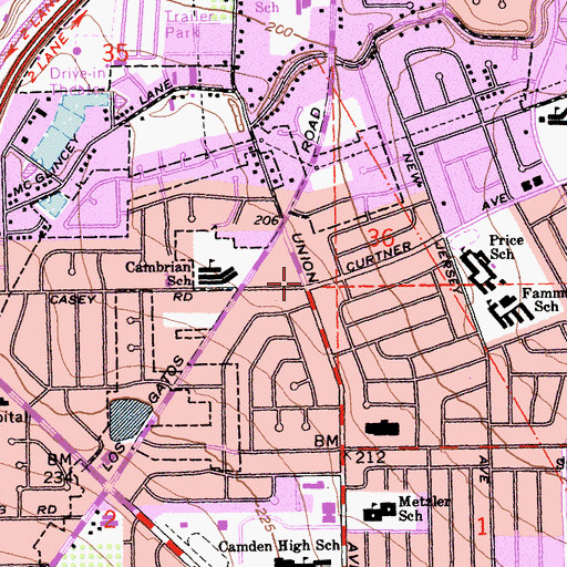 Topographic Map of Church for Unity and Service, CA