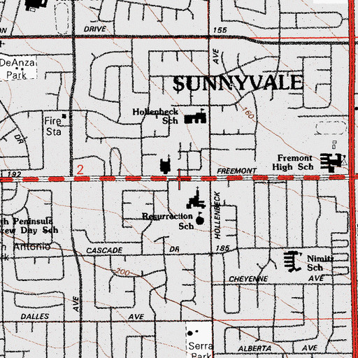 Topographic Map of The Church of Jesus Christ of Latter Day Saints, CA