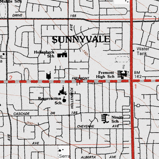 Topographic Map of Church of the Nazarene, CA