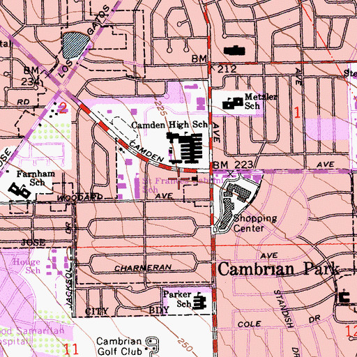Topographic Map of First Korean American Baptist Church, CA