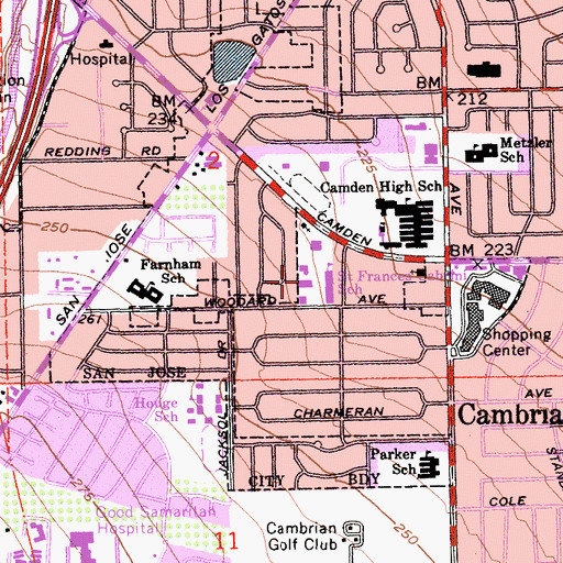 Topographic Map of Saint Francis Cabrini Church, CA