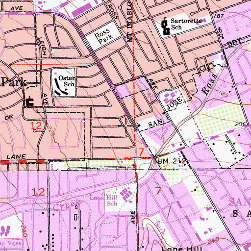 Topographic Map of South Bay Grace Brethren Church, CA