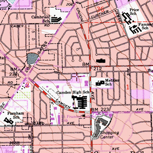 Topographic Map of Trinity Presbyterian Church, CA