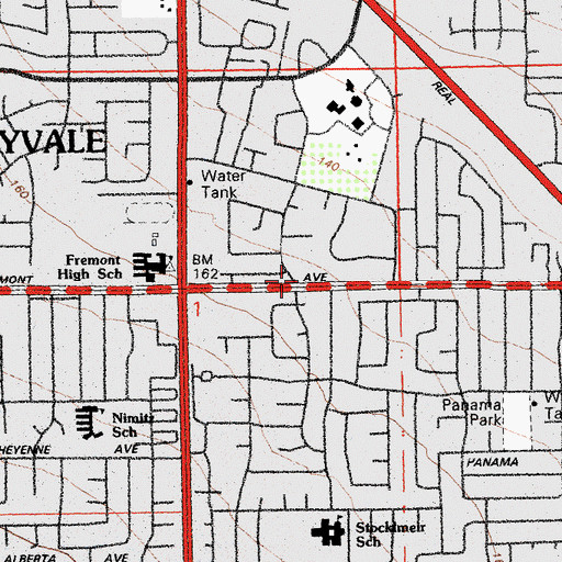 Topographic Map of Trinity United Methodist Church, CA