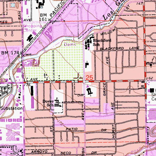 Topographic Map of First Congregational Church, CA