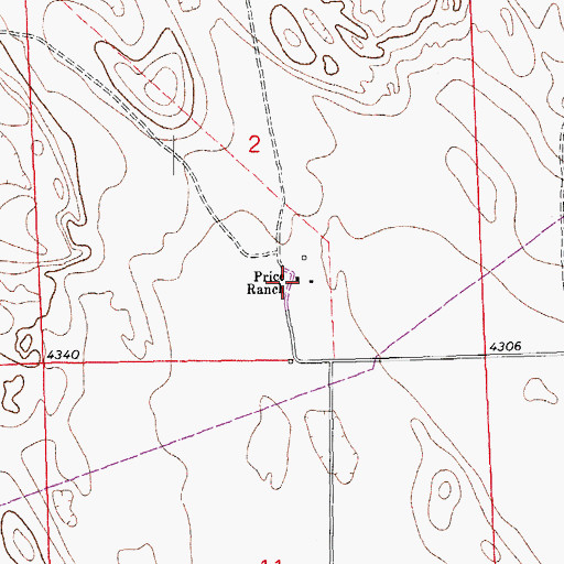 Topographic Map of Price Ranch, CO