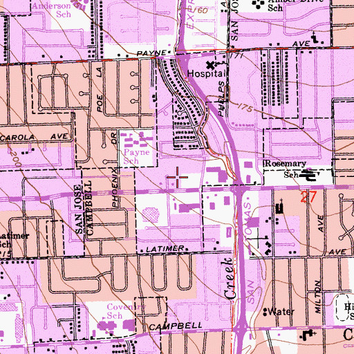 Topographic Map of The Redwoods Shopping Center, CA