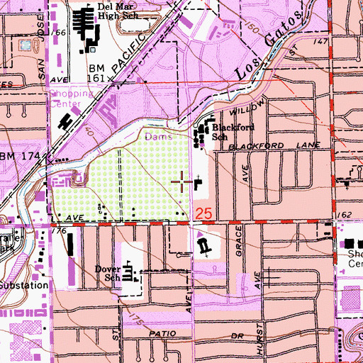Topographic Map of Trinity Lutheran Church, CA