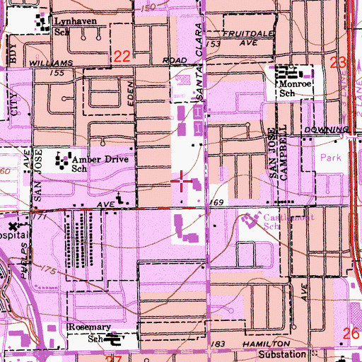 Topographic Map of Bethel Church of San Jose, CA