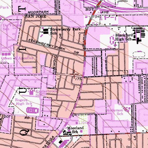 Topographic Map of Chinese for Christ San Jose, CA