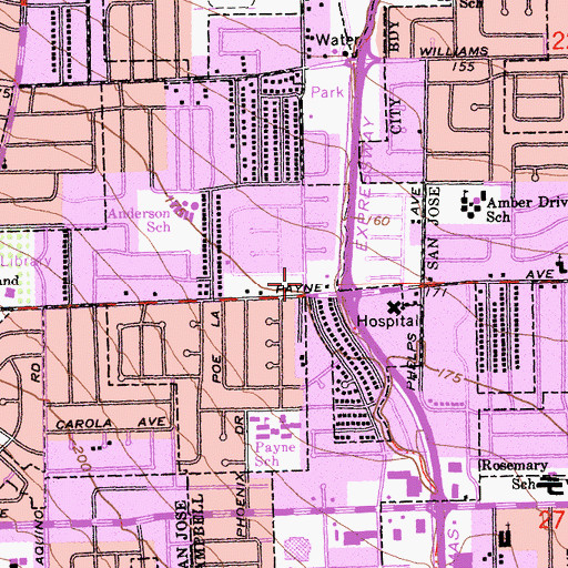 Topographic Map of Immanuel Presbyterian Church, CA