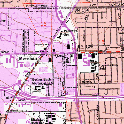 Topographic Map of Kingdom Hall of Jehovahs Witnesses, CA