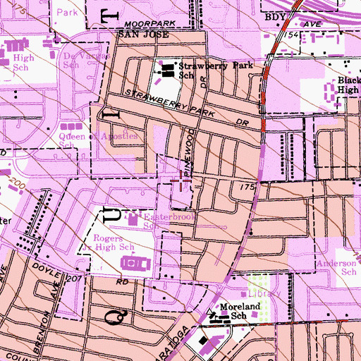 Topographic Map of Korean Baptist Church, CA