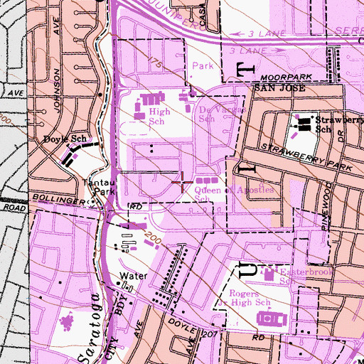 Topographic Map of Queen of Apostles Church, CA