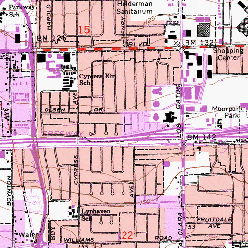 Topographic Map of Winchester Ranch Mobile Home Park, CA