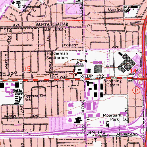 Topographic Map of Winchester Shopping Center, CA