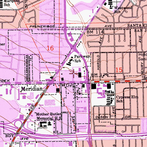 Topographic Map of Youth Shopping Center, CA