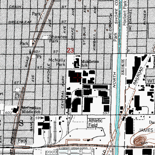Topographic Map of Ida Crown Jewish Academy, IL
