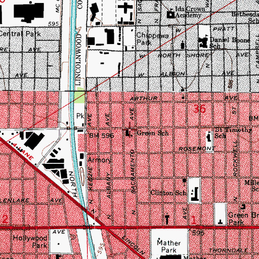 Topographic Map of Ida Crown Jewish Academy of Chicago, IL