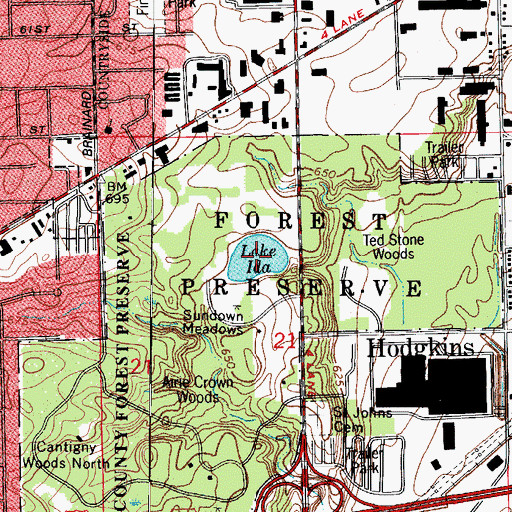 Topographic Map of Lake Ida, IL