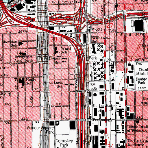 Topographic Map of Illinois Barber College, IL