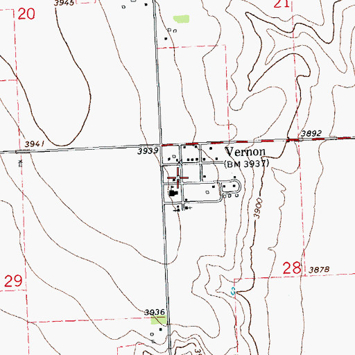 Topographic Map of Vernon, CO