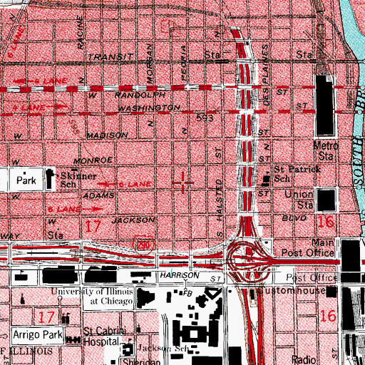 Topographic Map of Illinois Eye and Ear Infirmary, IL