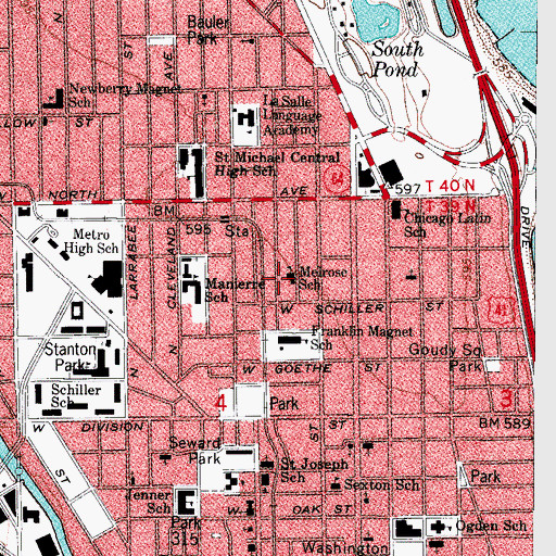 Topographic Map of Immaculate Conception Roman Catholic Church, IL