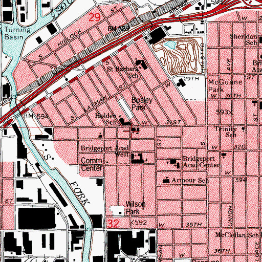 Topographic Map of Immaculate Conception Roman Catholic Church, IL