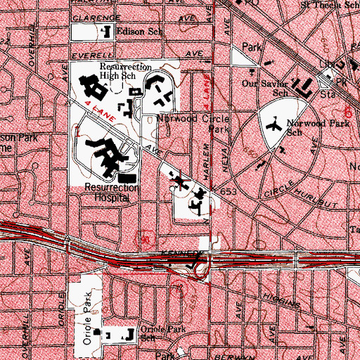 Topographic Map of Immaculate Conception School, IL