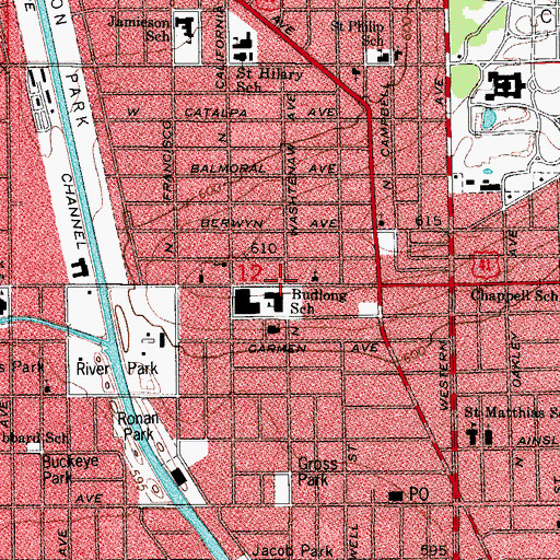 Topographic Map of Immanuel Evangelical Covenant Church, IL