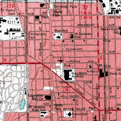 Topographic Map of Immanuel Evangelical Lutheran Church, IL