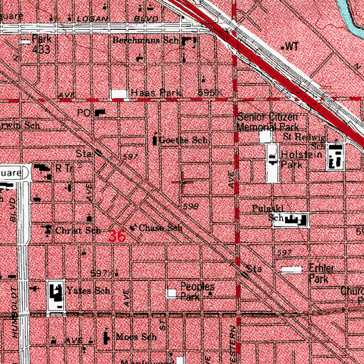 Topographic Map of Immanuel Lutheran Church, IL
