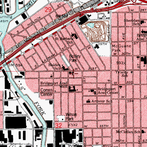 Topographic Map of Immanuel Presbyterian Church (historical), IL