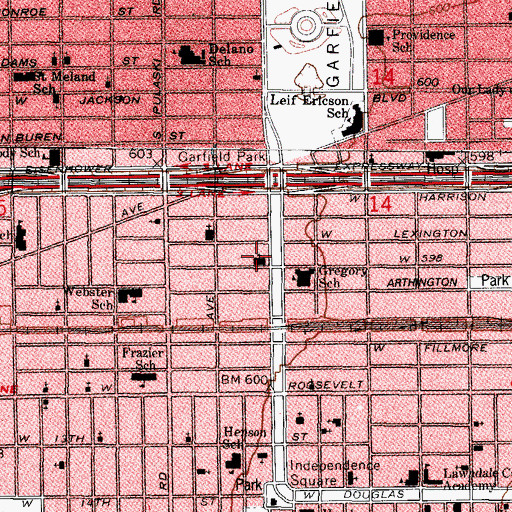 Topographic Map of Independence Boulevard Seventh Day Adventist Church, IL