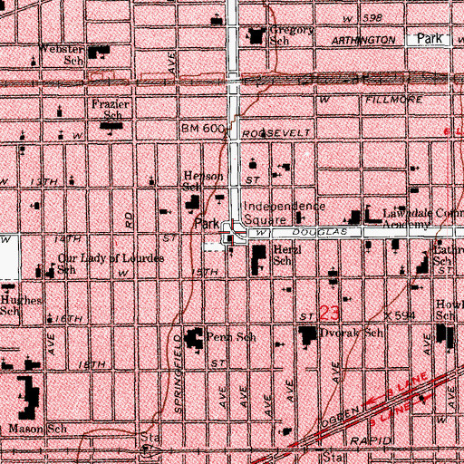 Topographic Map of Independence Square Fountain, IL