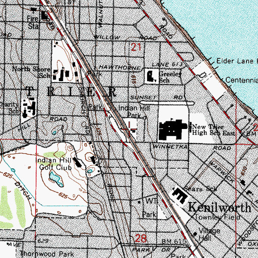 Topographic Map of Indian Hill Park, IL