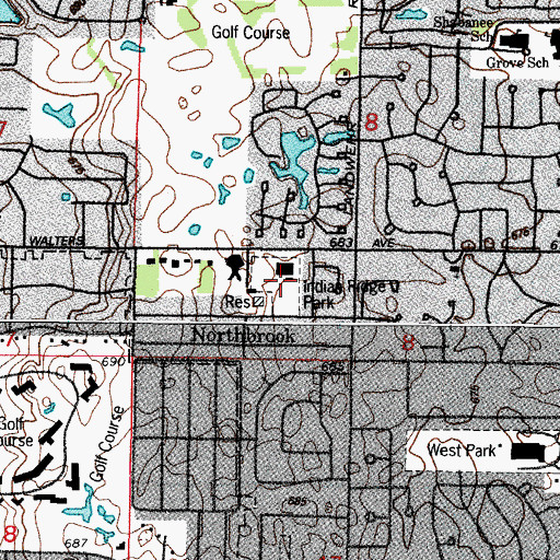 Topographic Map of Indian Ridge Park, IL