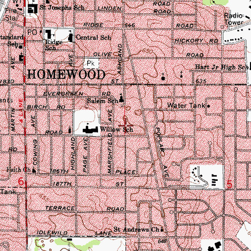 Topographic Map of Indian Trail Park, IL