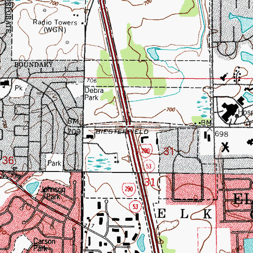Topographic Map of Interchange 4, IL