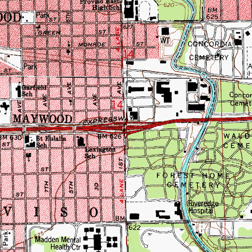 Topographic Map of Interchange 20, IL