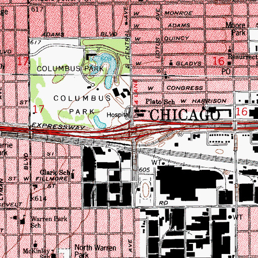 Topographic Map of Interchange 23B, IL