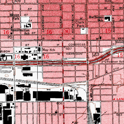 Topographic Map of Interchange 24B, IL