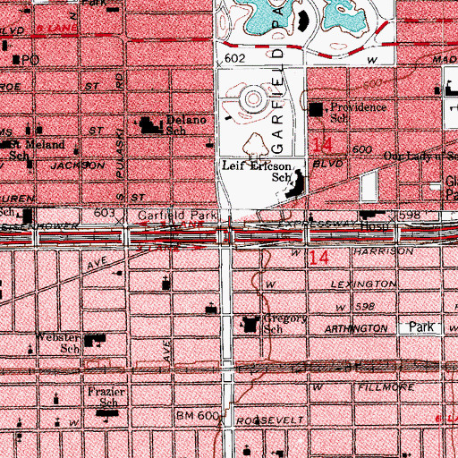 Topographic Map of Interchange 26A, IL
